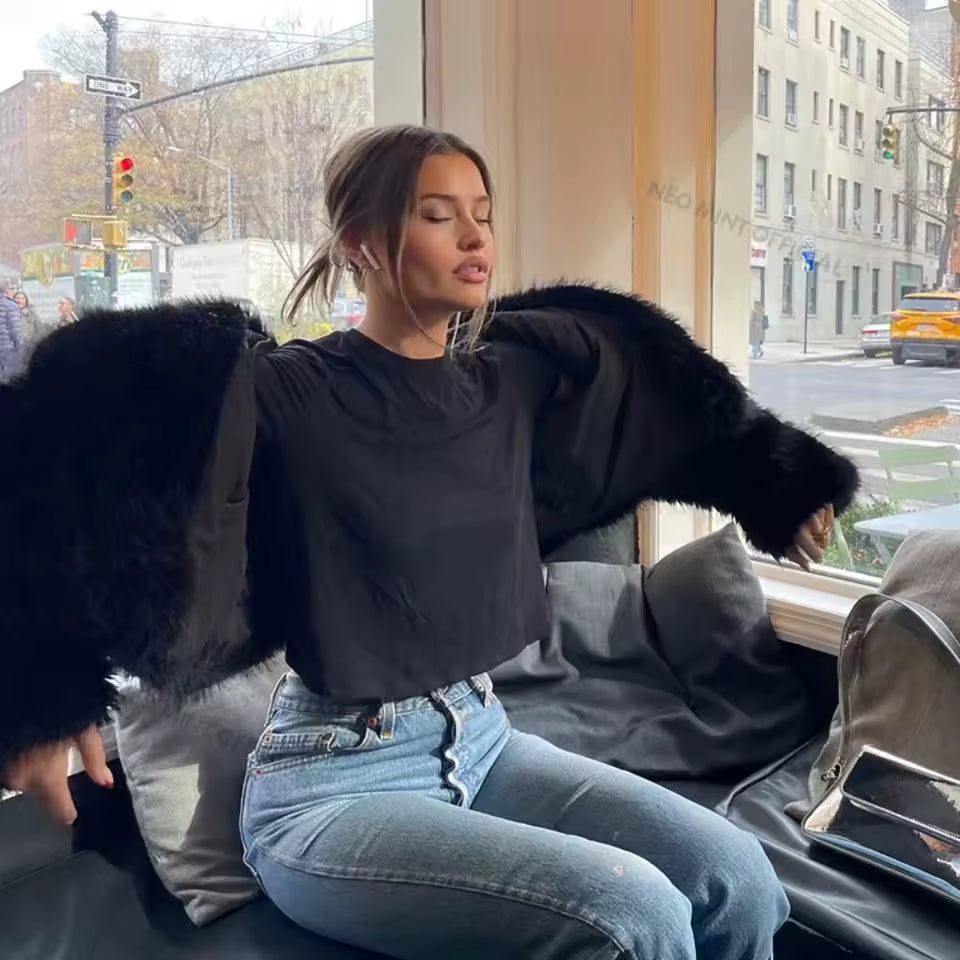 Women’s Cropped Faux Fur Jacket