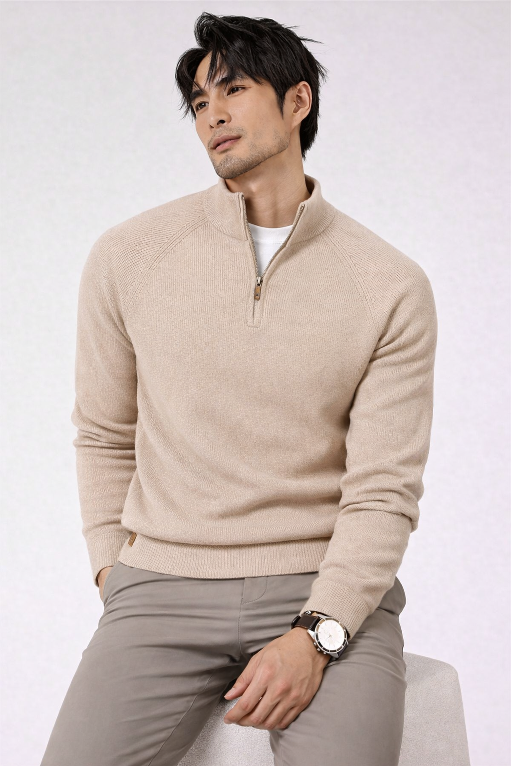 MODERN SLIM QUARTER-ZIP SWEATER